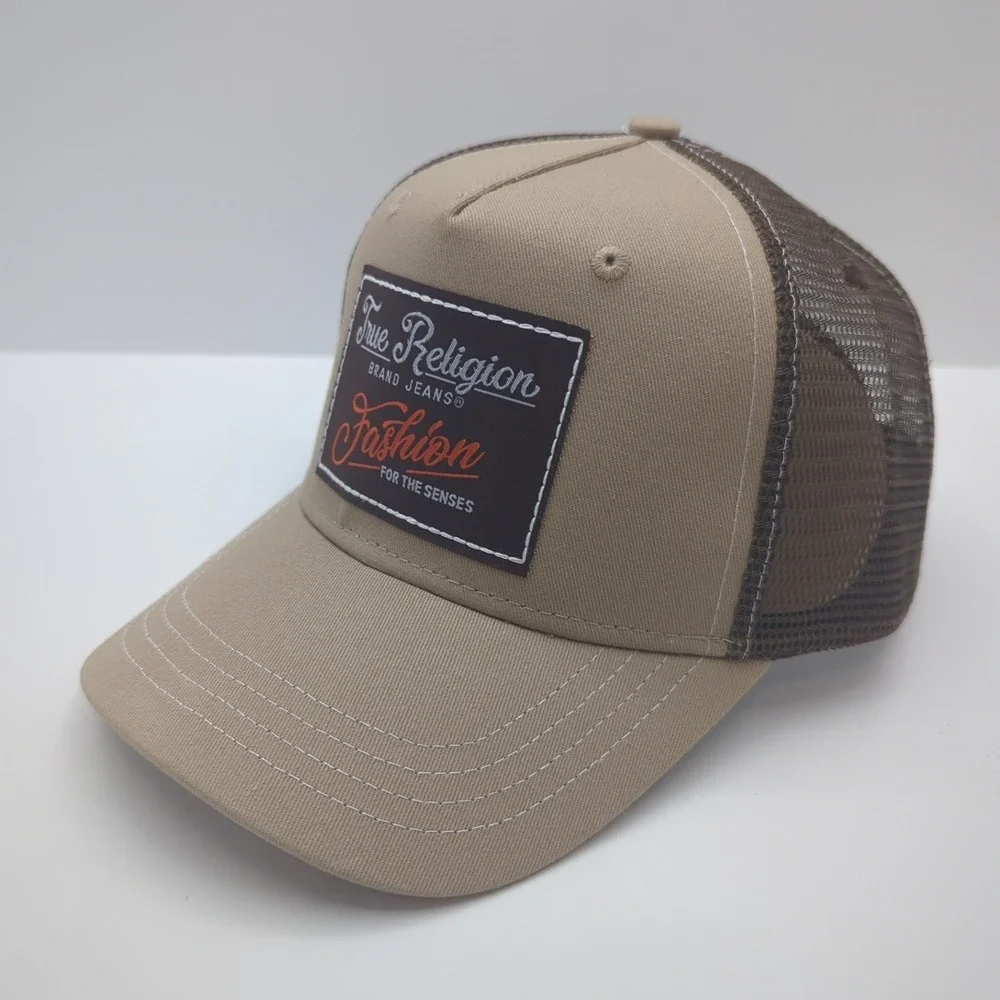 True Religion True Patch Trucker Hat Travertine Tan Brown Snapback TR4232 NEW